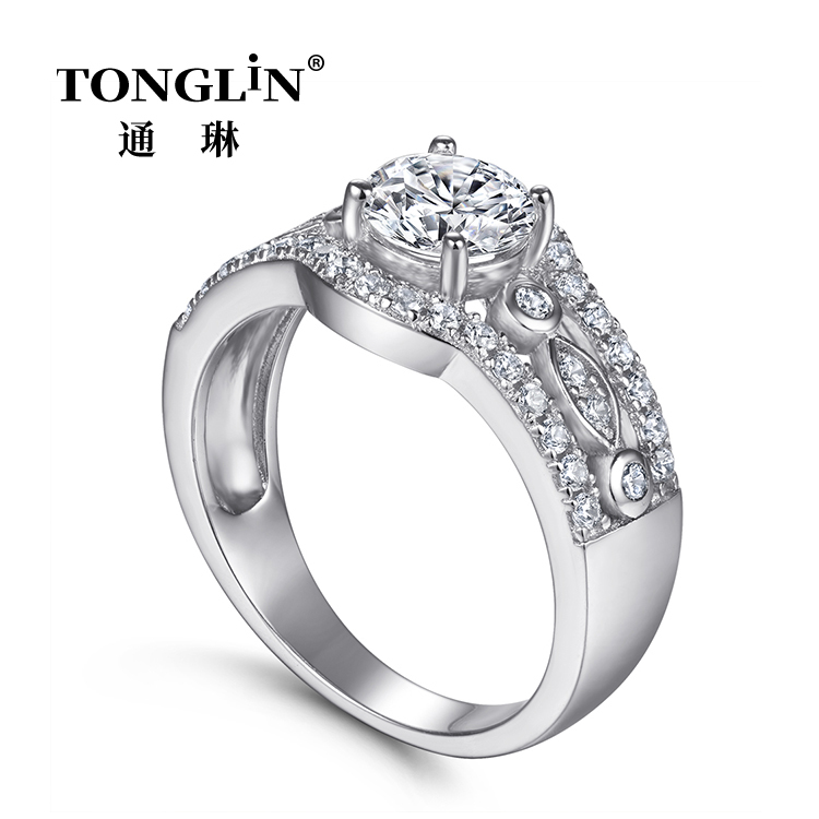 Bague halo en argent sterling,