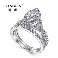 Marquise Cut Zircon 925 Silver Engagement Ring Set