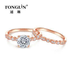 Round Zirconia 925 Sterling Silver Wedding Ring Sets