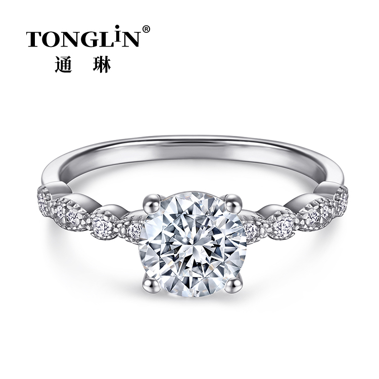 Round Zirconia 925 Sterling Silver Wedding Ring Sets