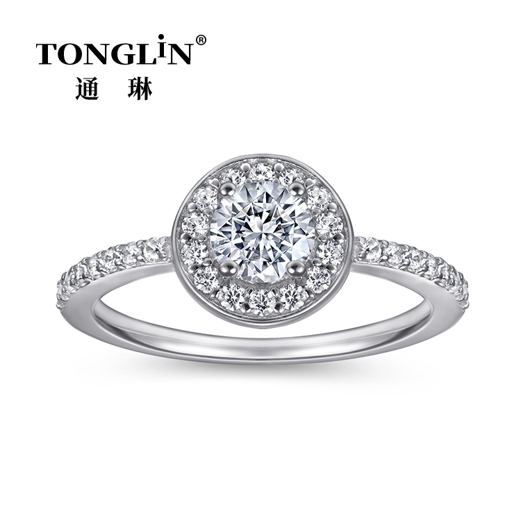 Simple Cubic Zirconia Round Cut Sterling Silver Ring