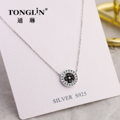 Collier en argent sterling pour femmes avec pendentif en zircon cercle