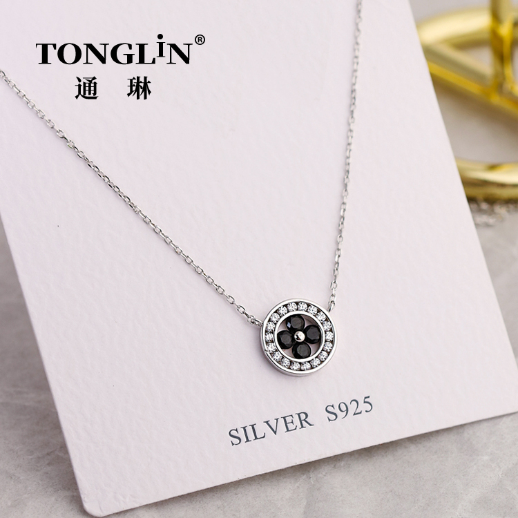 Collier en argent sterling pour femmes avec pendentif en zircon cercle