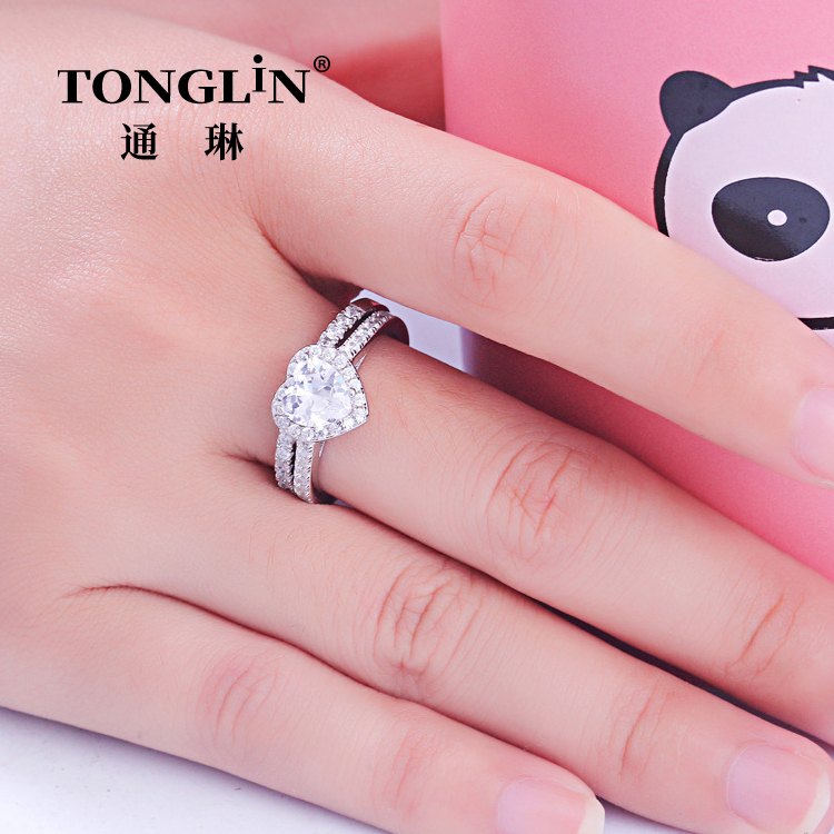 Heart Shaped cz Sterling Silver Women's Wedding Ring Sets