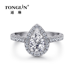 Sterling Silver Pear Shaped Engagement Ring With Zirconia