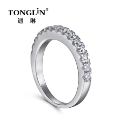 925 Sterling Silver cz Half Eternity Band Ring