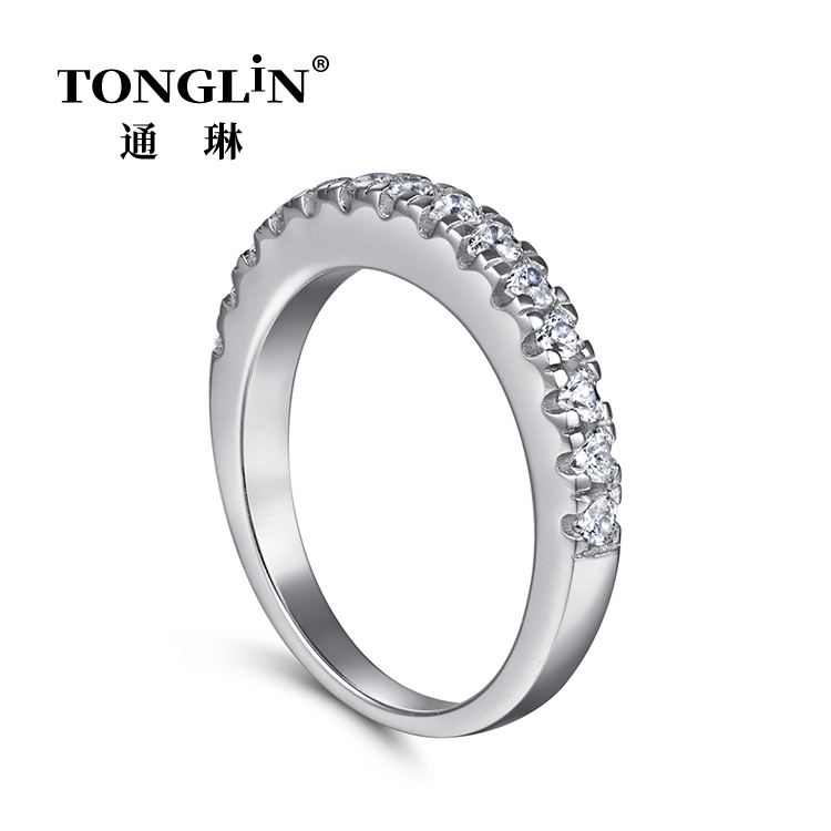 925 Sterling Silber cz Halb Eternity Band Ring