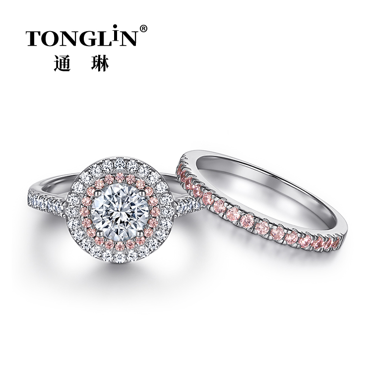 Pink And White Cubic Zirconia Ring Set In Sterling Silver