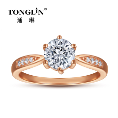 Cubic Zirconia 18k Rose Gold Plated Sterling Silver Rings