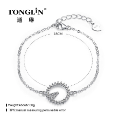 V-shaped Zirconia Sterling Silver Wrist Chain For Ladies