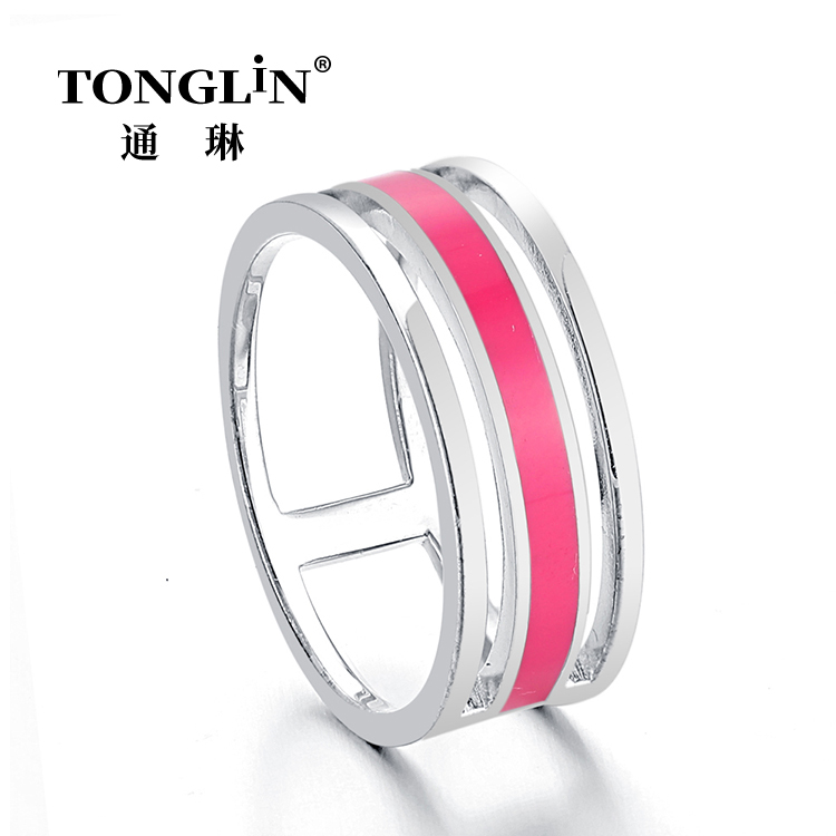 Женские кольца с розовой эмалью Бижутерия из стерлингового серебра