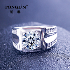 Stylish Rhodium Plated Men's Cubic Zirconia 925 Silver Rings