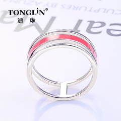 Women's Pink Enamel Rings Jewelry In Sterling Silver