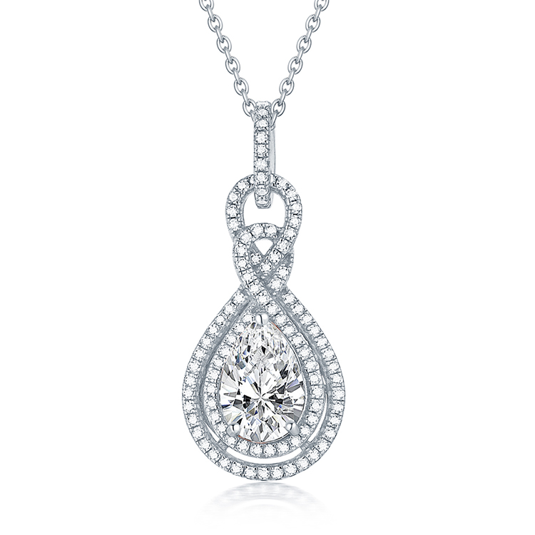 Cubic Zirconia Womens Sterling Silver Pendant Necklace