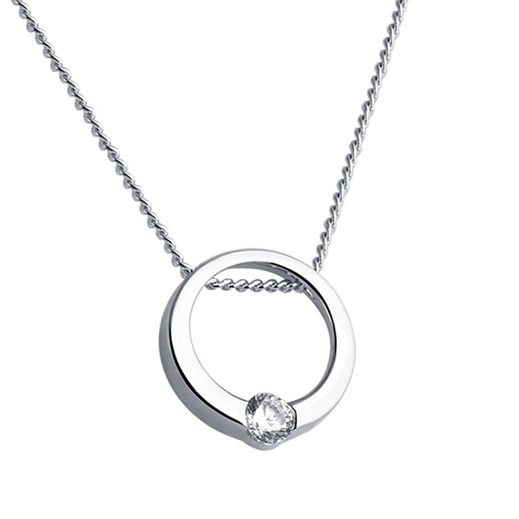 Collier pendentif cercle en argent sterling pour femmes