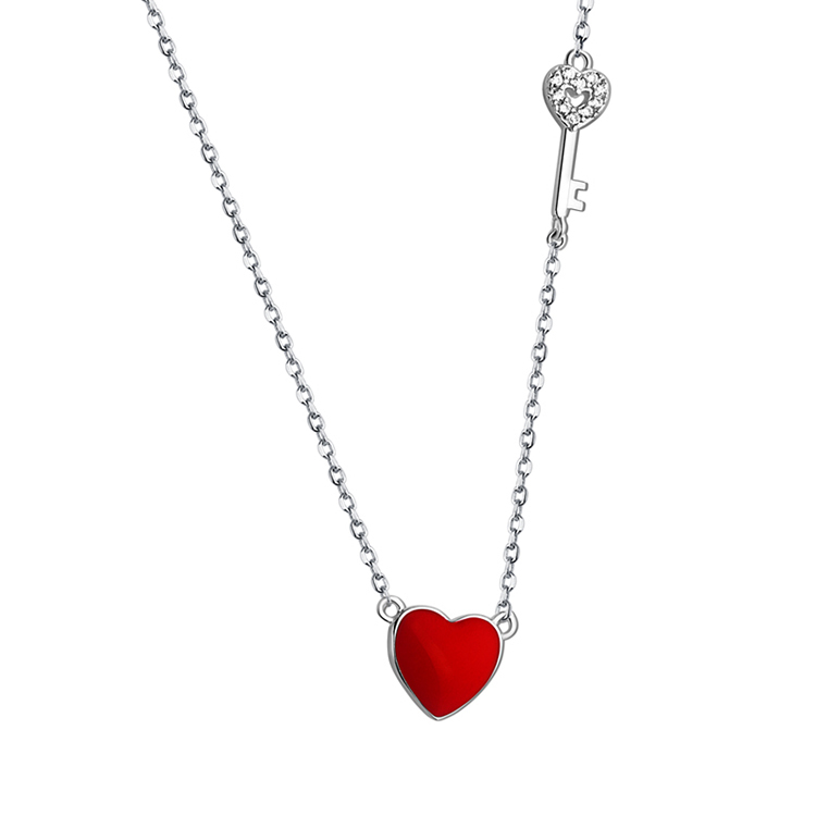 Collier élégant en argent sterling 925 avec pendentif coeur