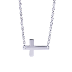 Personalised Sterling Silver Sideways Cross Pendant Necklace