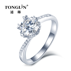 Round Cut Moissanite Engagement Ring In Sterling Silver