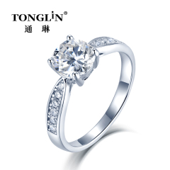 925 Silver 4 Prong Round Moissanite Pave Engagement Ring
