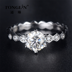 18k White Gold Plated Silver Moissanite Ring For Women