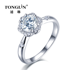 High Quality Silver 6 Prong Moissanite Engagement Ring