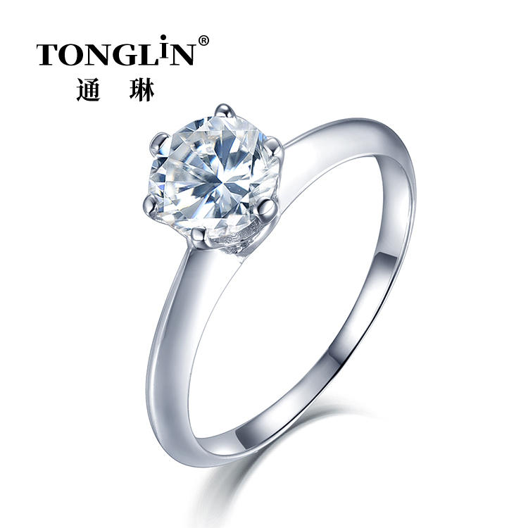 925 Silver Round Solitaire Moissanite Engagement Ring