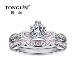 Cubic Zirconia Sterling Silver Diamond Wedding Ring Sets