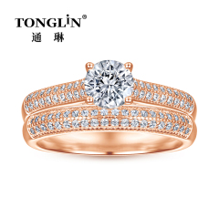 Zirconia Paved Sterling Silver Wedding Ring Sets For Women