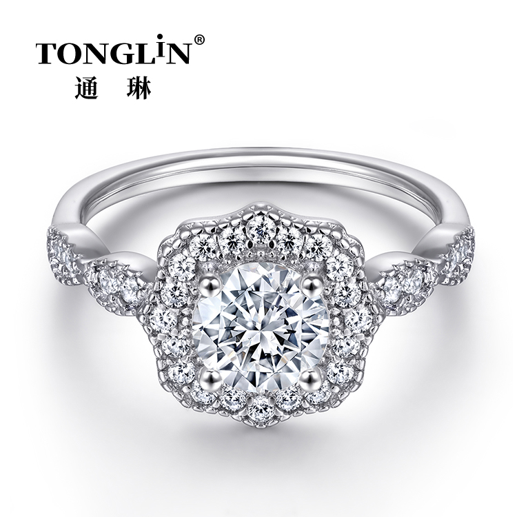 Винтажное обручальное кольцо из стерлингового серебра с камнем 3A