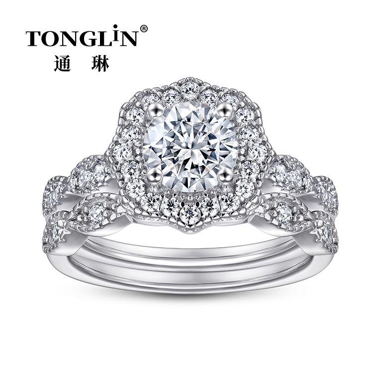 Винтажное обручальное кольцо из стерлингового серебра с камнем 3A