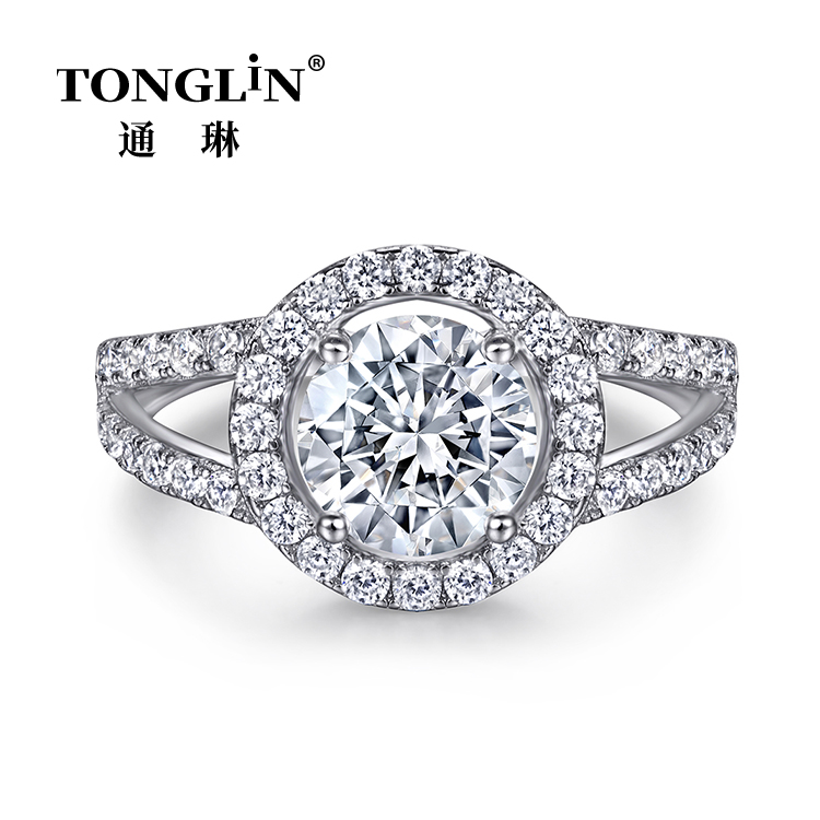 Zirconia Womens Silver Diamond Halo Engagement Ring Set