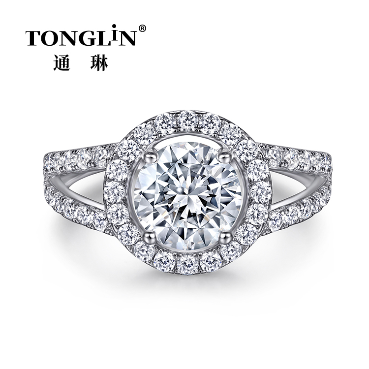 Zirconia Womens Silver Diamond Halo Engagement Ring Set