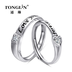Adjustable Sterling Silver Wedding Ring Sets For Him And Her