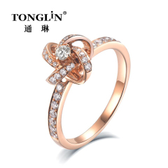 Обручальное кольцо из розового золота 18 карат с бриллиантом 3 грамма для женщин