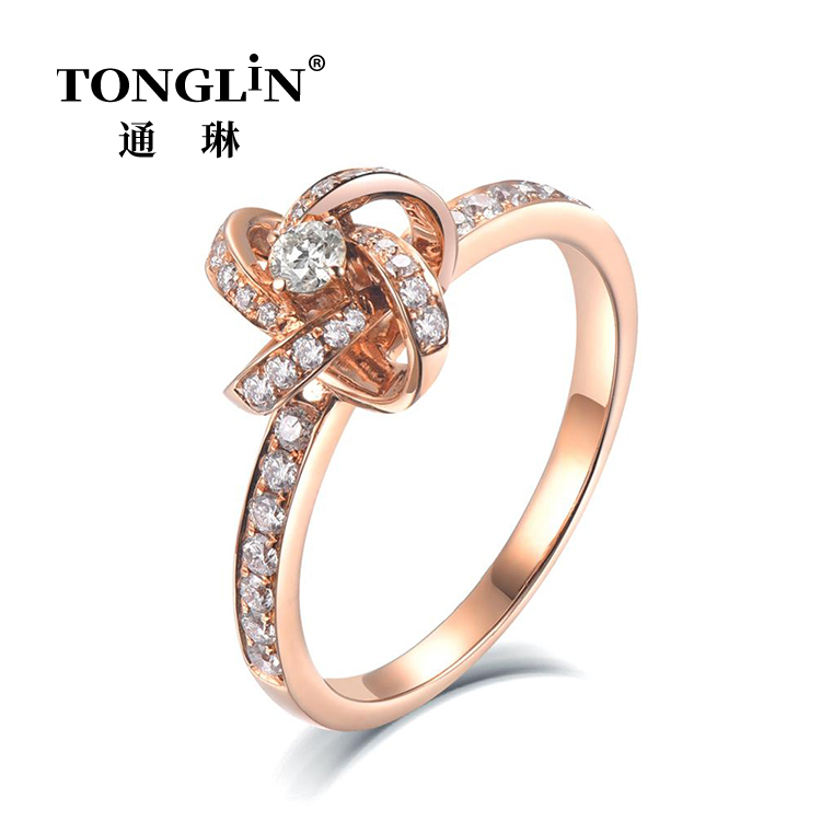 Bague de mariage diamant en or rose 18 carats de 3 grammes pour femme