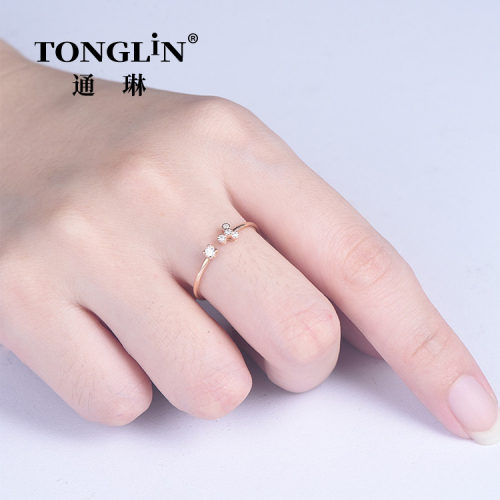 Bague d'anniversaire ajustable en or rose à usage quotidien pour dames
