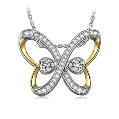 Cubic Zirconia Sterling Silver Butterfly Pendant Necklace