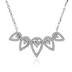 Ladies Sterling Silver Cubic Zirconia Drop Pendant Necklace
