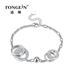 925 Silver Interlocking Circles Bracelet With Cubic Zirconia