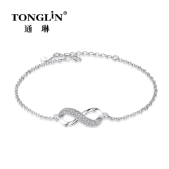 Popular Pulsera Infinito De Plata De Ley Con Circonita Cúbica