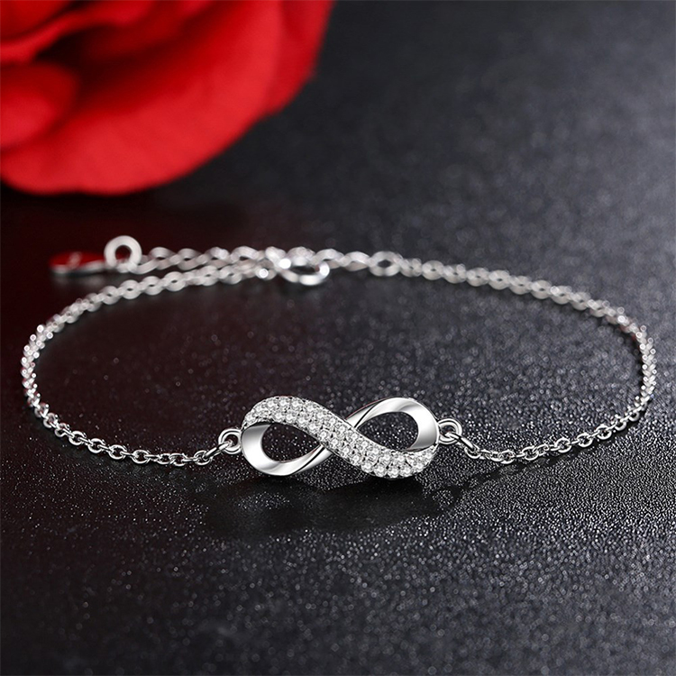 Popular Sterling Silver Infinity Bracelet With Cubic Zirconia