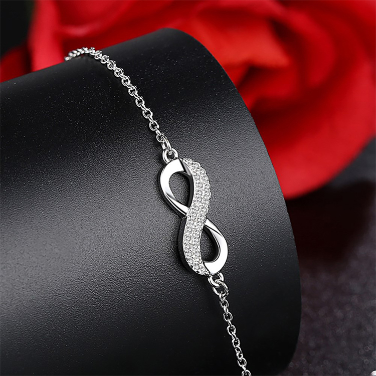 Popular Sterling Silver Infinity Bracelet With Cubic Zirconia