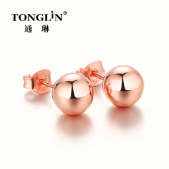 8MM Sterling Silver Simple Ball Stud Earrings For Women