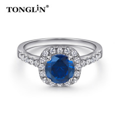 925 sterling silver rings wholesale silver ring with blue stone