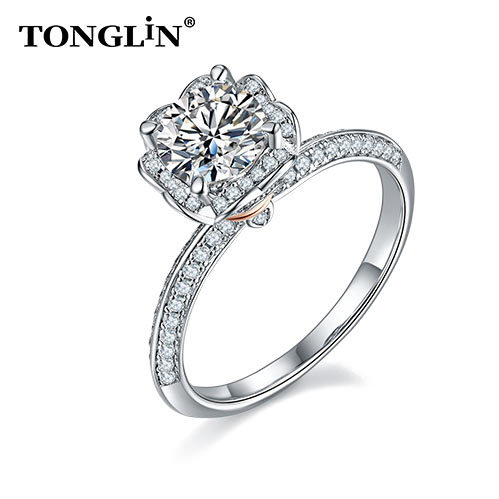 2021 factory Wholesale Custom Silver Ring Luxury Women's Engagement 925 Sterling Silver Ring