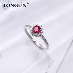 Cubic Zirconia halo Custom Sterling Silver Ring 925 Sterling Silver Ring For Women