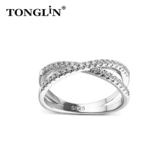 Wholesale Custom Silver Ring Bling Bling 925 CZ Diamond Crystal Rings Women