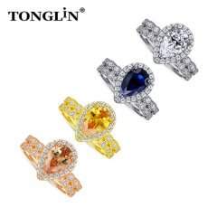 High Quality Crystal Custom Sterling Silver Rings Wholesale Luxury Women Silver Rings Sets