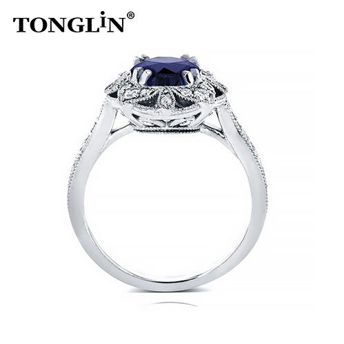 Latest Design Custom Engraved Silver Rings 5A Cubic Zirconia For Women Gifts