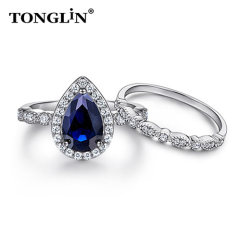 High Quality Crystal Custom Sterling Silver Rings Wholesale Luxury Women Silver Rings Sets